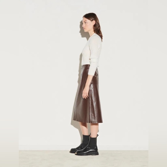 Sandro Brown 100% Leather Skirt - Picture 4 of 5